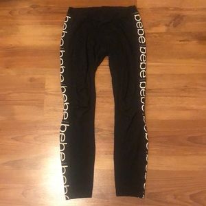 Bebe Leggings Black with Logo Stripe XXS
